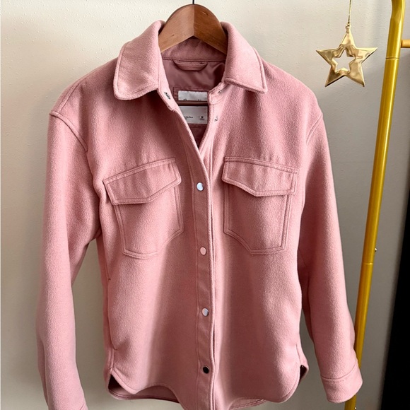 Abercrombie & Fitch Jackets & Blazers - Abercrombie & Fitch Pink Fleece Shacket Jacket Snap Front Medium